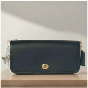 Coach Dinky Black Glovetanned Leather Shoulder Bag Gold Chain CW641